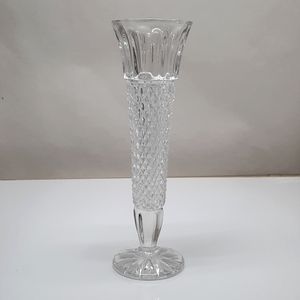 Clear Lead Crystal Diamond Pattern Bud Vase